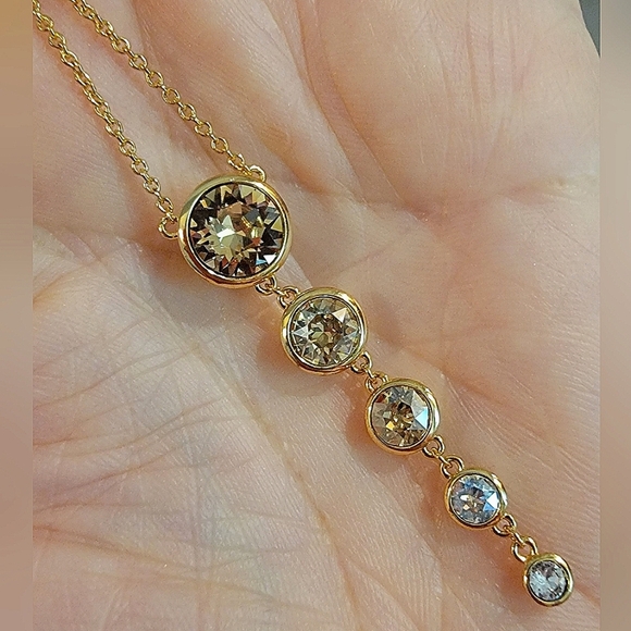 #Touchstone Crystal Golden Splash Pad Pendant Necklace 15" to 18" Discontinued - Picture 4 of 6